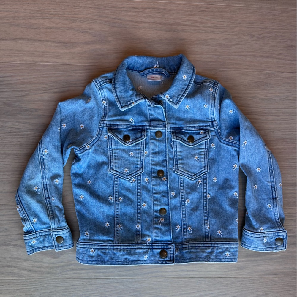 Hanna Andersson Light Blue Denim Jacket with Daisy Embroidery